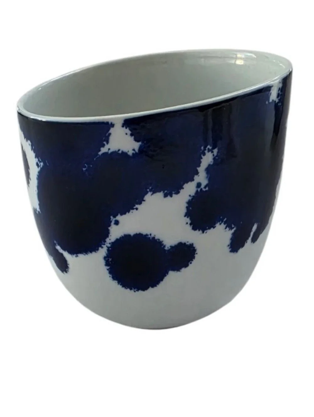 Paola Navone Designer Blue White Ceramic Vessels Made in Portugal Set of 2